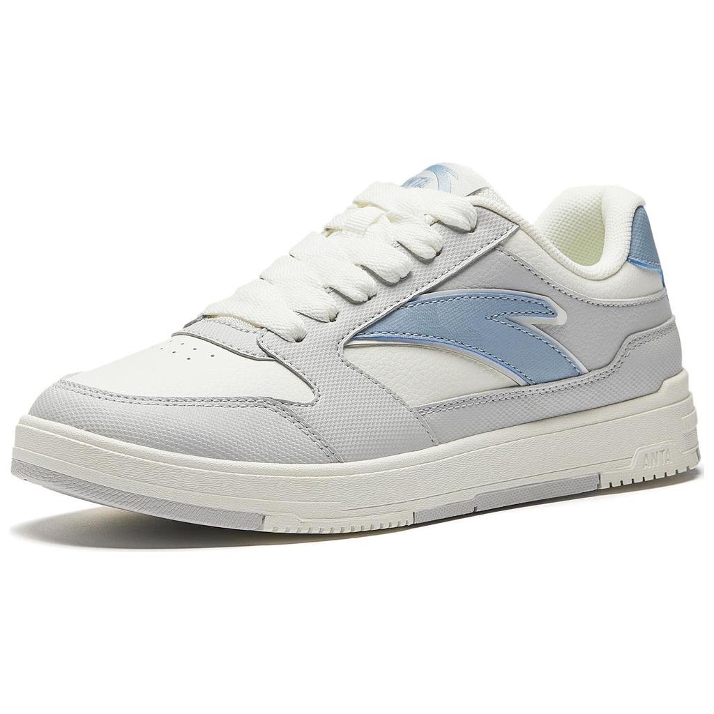 Anta Street Fun Sports Casual Height Increasing Wear Resistant Lightweight Non Slip Low Top Skate Shoes Women Sneakers White Gray Blue 922518007-2
