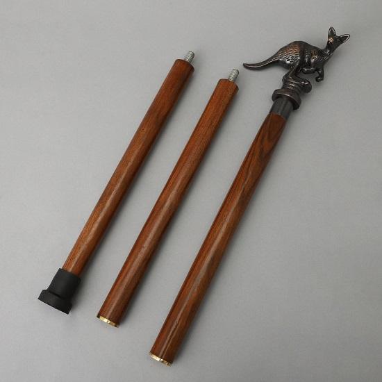 Vintage Wood Walking Cane Stick for Men and Women, Solid Brown Shaft with Brass Inlaid, Walking Cane Stick