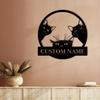 Custom Black Cat Trio Metal Wall Art, Personalized Names Sign, Rustic Home Decor for Veranda Yard, Gift