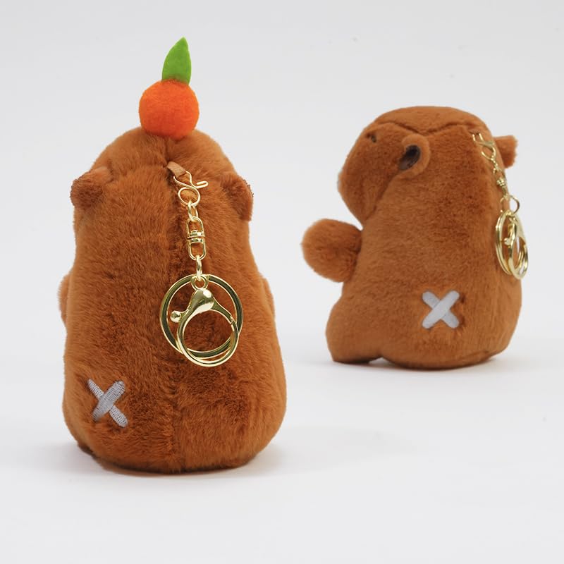 Clearstone Capybara Plush Keychain, Chavimaru and Mikan, with Music, 18.5cm, Brown