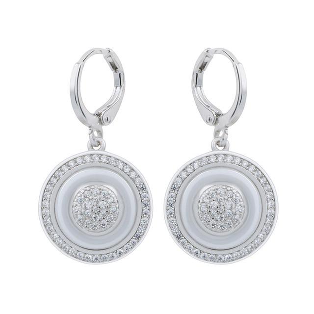 

Maikale Luxurious Women Four Color Round Circle Ceramic Drop Earrings Aaa Zirconia Cubic Zircon Bridal Wedding Occasion Celebration Gathering Fine серебро белый