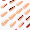 24 Teile/satz Schnelle Nägel Lange Rot Glitter Diamant Falsche Nials Aufkleber Tragbare Wasserdichte Maniküre Fertige Nägel