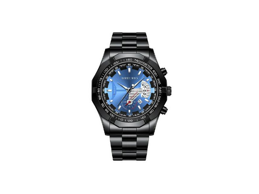 Men's Oversized Creative Calendar Steel Band Watch with Large Dial