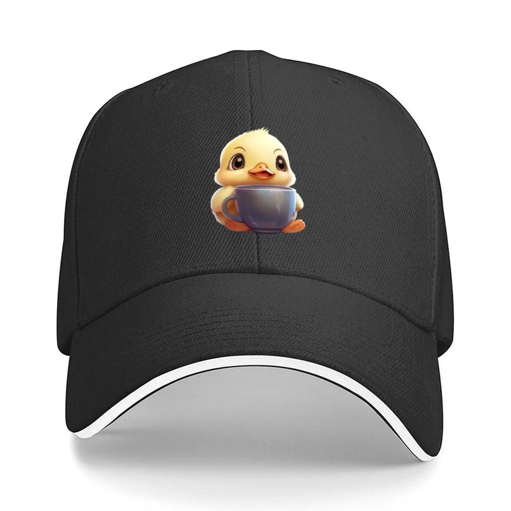 Cute duck with coffee Baseball Cap sun caps New In Hat Horse Hat Golf Hat Mens Womens