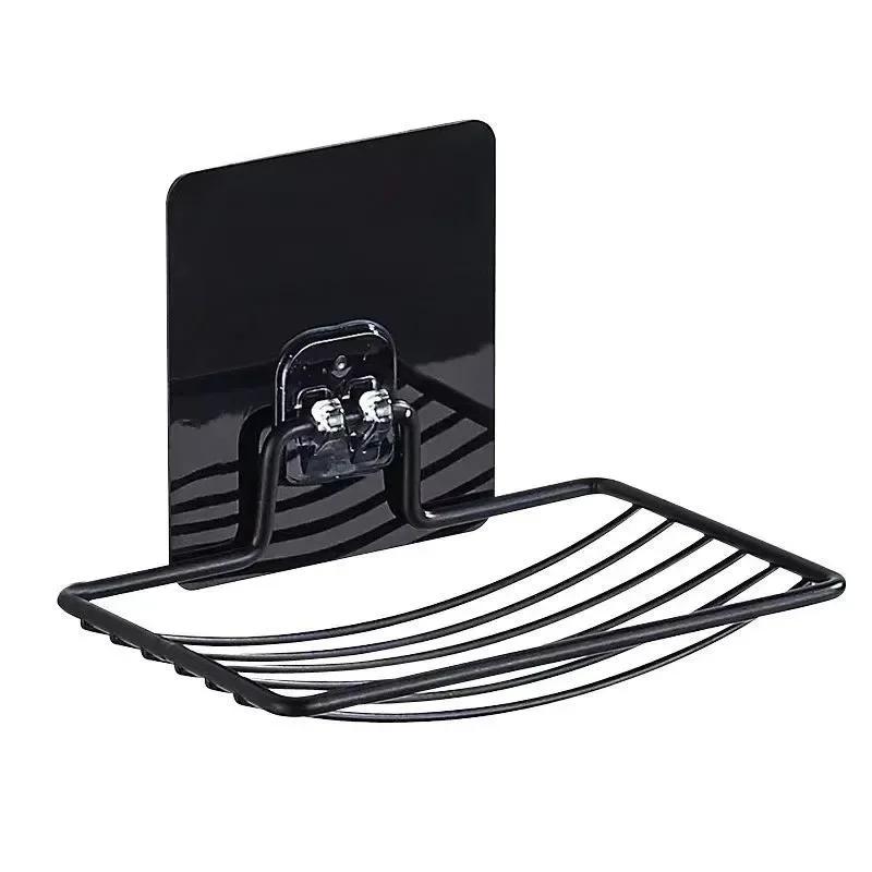 Stainless Steel Soap Rack Punch-free Nail-free Bathroom Single Layer Drain Wall Hanging Sucker Soap Box Light Luxury Shelf