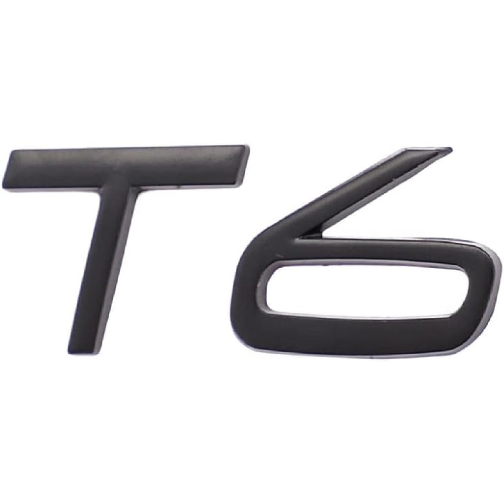 T6 Emblem 3D Metal Badge Car Hood Truck Door Side Fender Rear Trunk Emblem Sticker Decals for Volvo XC60 S60 V60 Polester (Silver)