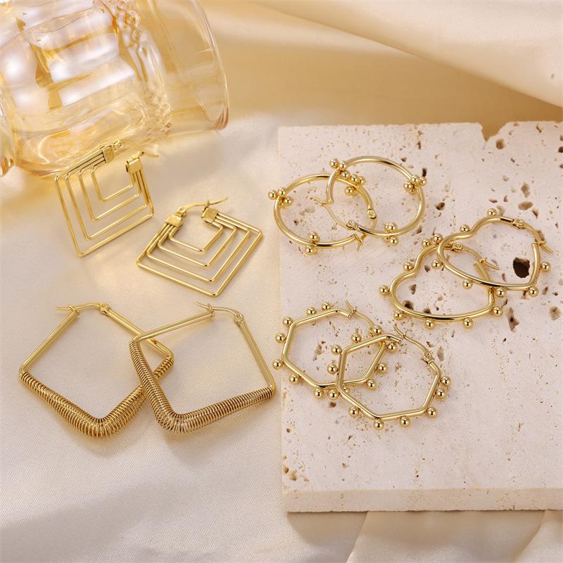 18K Gold Geometric Stainless Steel Minimalist Earrings