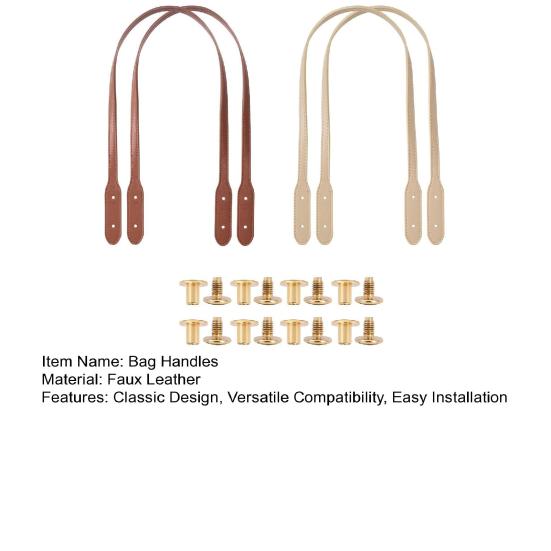 4Pcs Faux Leather Bag Handles Purse Handles with Pre-Punched Holes Rivets Sew on Short Replacement Straps for Handbags Tote Bags Shoulder Bags