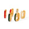 Fashionable U-shaped Stainless Steel Earrings for Women, Premium Light Luxury Zircon Inlaid Square Ear Buckles