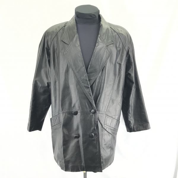

AZEANIA/Cow Leather Coat/Outerwear/F/Black/Double-Breasted(USED)