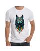 Wolfsgesicht Native Art Akzente T-Shirt für Herren Bekleidung Kurzarm Kleidung