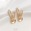 14K Gold-Filled Zircon Rabbit Stud Earrings with 925 Silver Pins and DIY Inlaid Style.