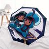 1pc Under the Moonlit Sky Jasmine and Aladdin Automatic Opening and Closing Umbrella - Lightweight 3-Fold Design, Suitable for Fans, Travel,