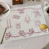 1Pc Meal Mat Decorative Cloth Cover Cloth Christmas Background Cloth Photography Props Embroidery Cotton Christmas Pattern