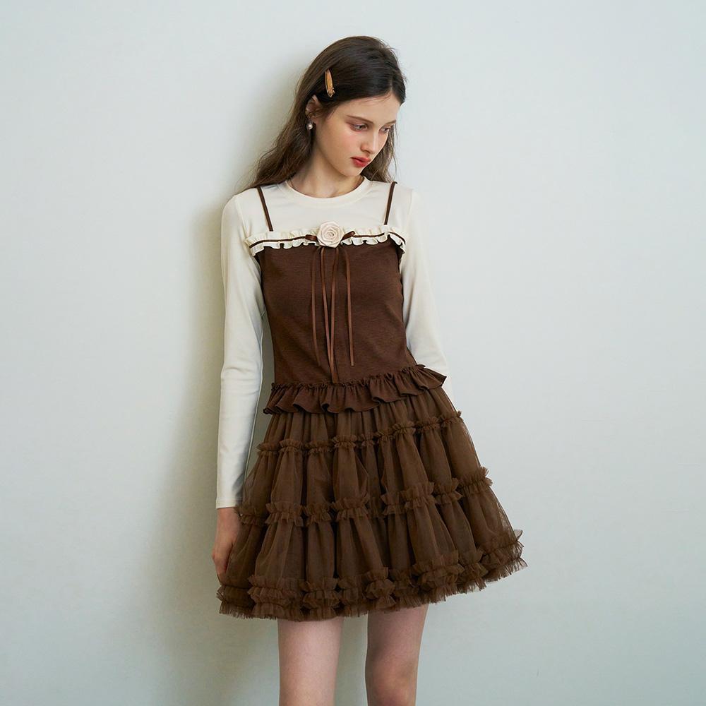 Ceme Adu Cest_Autumn Mesh Ruffle Skirt