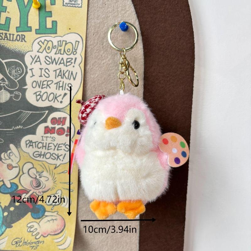 Cute Little Painter Penguin Plush Keychain Stuffed Doll Keyring Bag Pendant Backpack Hanging Decoration Christmas Gifts