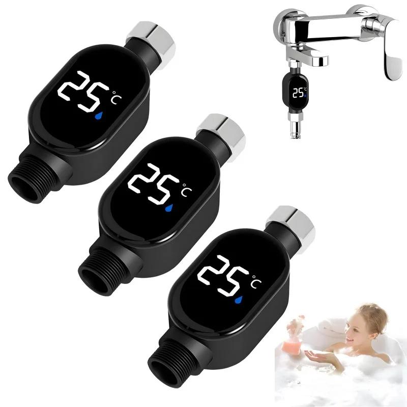 LED Display Household Water Shower Thermometer Flow Self-powered Water Thermometer Monitoring Baby Care Energy Smart Meter