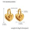 Qiong Yao 18K Gold Plated Stainless Steel Peach Heart Pendant Necklace & Earring Set - Smooth Surface & Elegant Design