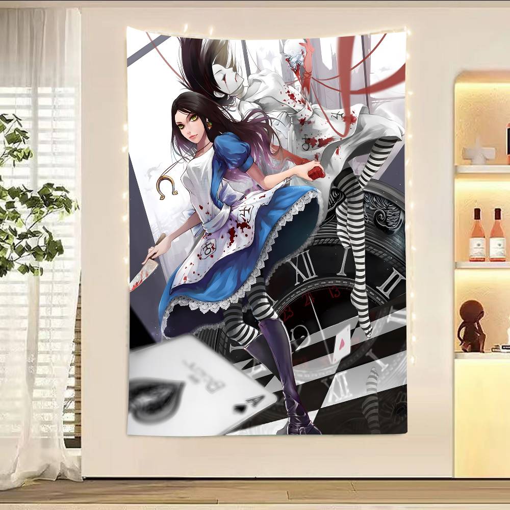 Game AAlice Madness Returns Theme Backdrop Party Decorations Baby Shower Hula Girls Party Props Banner Shooting