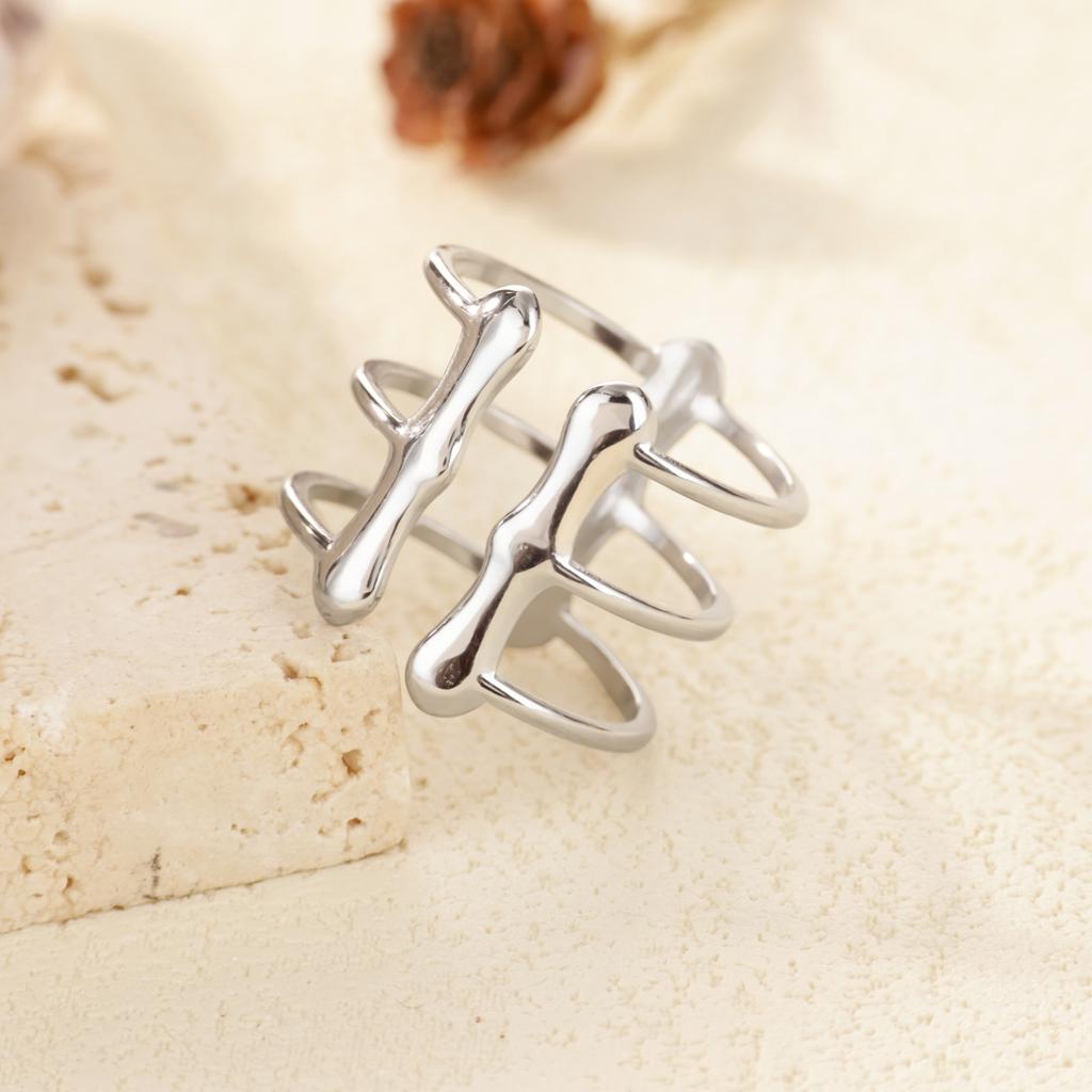 Minimalist Multi-Layer Geometric  Rings For Women Gold Color Stainless Steel Adjustable Ring Wedding Christmas Jewelry Gift