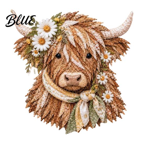 Adult Fabric Art Adults Beginner-Friendly Layered DIY Cow 3D Project Highland Kit for Textured Wall