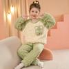 Girls Winter Coral Fleece Pajama Set Thick Warm Sleepwear Ages 8 Cartoon Animal Print Home Outfit