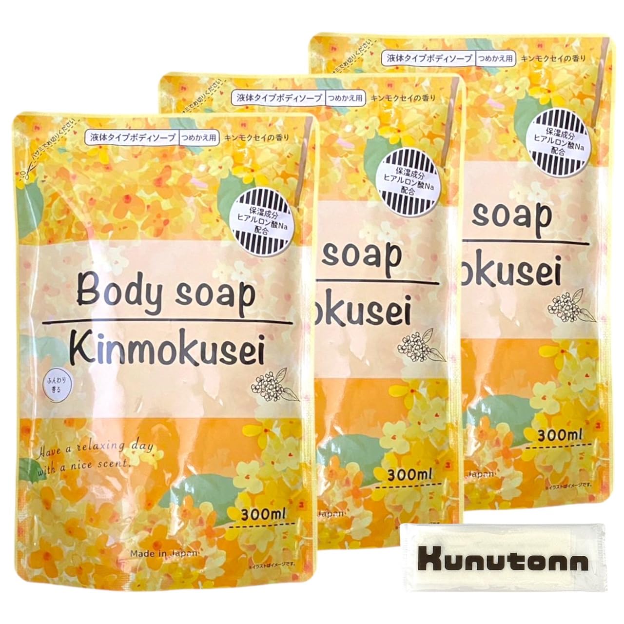 

Daiichi Soap Body Soap Liquid, Osmanthus Scent, Refill 300ml (3-pack) + Kunutonn Original Logo Bonus Item