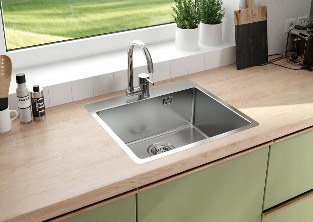 Single-Bowl Steel Sink 2 Gat 55 X 50.5 Cm