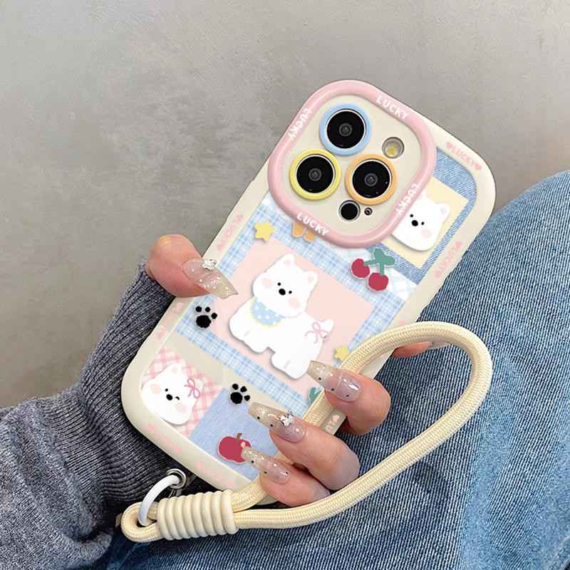 Cute West Highland Cartoon Suitable for Iphone16promax Mobile Phone Case Apple 15pro with Lanyard 14 Women 17