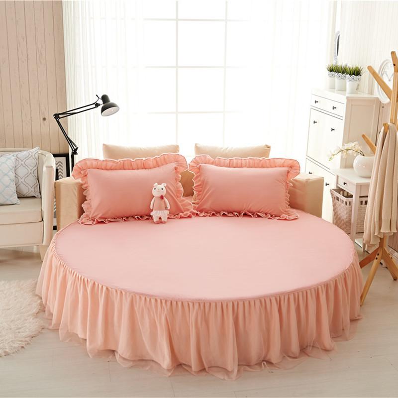 Star Hotel Supplies Cotton Round Bed Skirt Single Cotton Lace Round Bed Skirt Hotel Three-piece Suit
