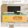 Mobile TV 172 cm – Ante 3D Texturizzate, Vetrina in Vetro, Scomparti con Cassetti e Ante - 172x38x45.5 cm - naturale