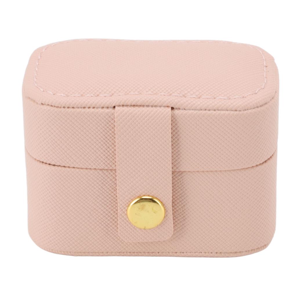 Mini Ring Storage Box PU Leather Small Jewelry Box Organizer Small Travel Earring Case Pink