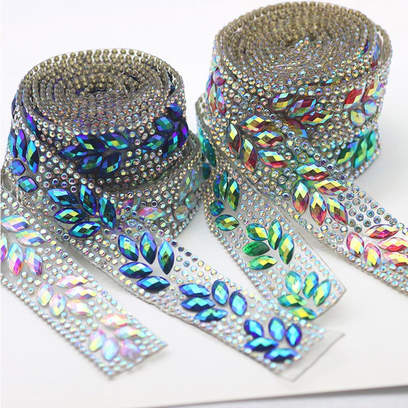 Rhinestone Chain Ab Color Horse Eye Crystal Rhinestone Ribbon For Diy Shoes Bags Dresses Decoration