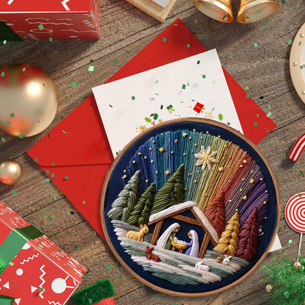 DIY Nativity Embroidery Set Jesus Birth Scene Embroidery Set Christmas DIY Embroidery Set Creative Craft Needlework Home Decor