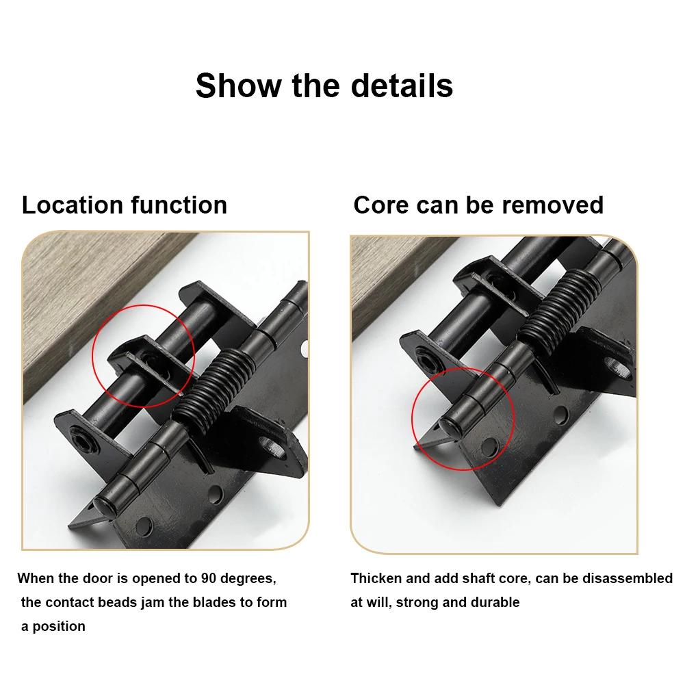 Self Closing Door Hinges Invisible 4 Inch Spring Door Hinge 90-Degree Positioning Heavy Duty Hinges Anti-Rust Household Hardware