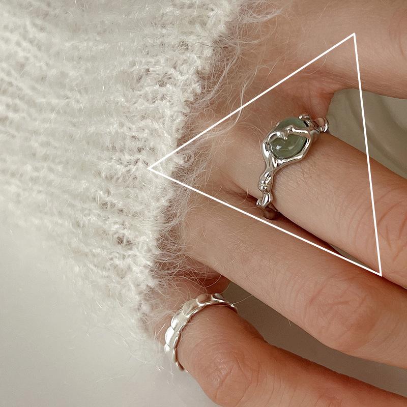 Δαχτυλίδι από Ασήμι 925 Γεωμετρικό Πολυεπίπεδο με Στρογγυλές Χάντρες Γυναικεία Μόδα Punk Τemperament Αντιαλλεργικό Στολίδι Κοσμήματα