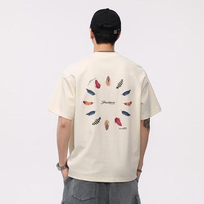 Men's American Retro Short-Sleeve Printed Casual T-Shirt - Summer Style, Comfortable Heavyweight Tee