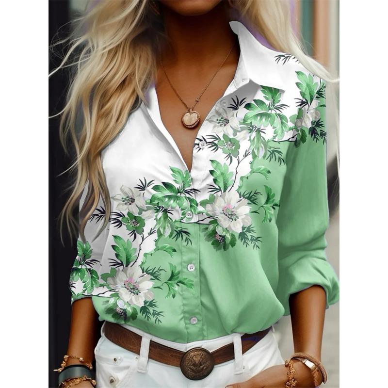 Women's shirt fashion shirt 3D printing high-definition pattern long-sleeved shirt daily casual shirt soft fabric