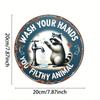 Retro Round Tin Sign Wall Art - 8 Inch Vintage Raccoon Rustic Plaque for Home Bar Kitchen Decor