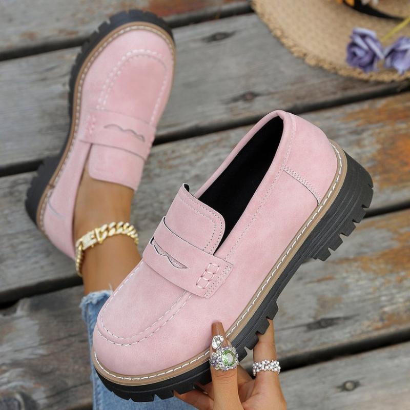 Women's Chunky Platform Loafers,Thick Sole,Round Toe,Casual Women Shoes