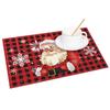 Christmas Placemats Santa Reindeer Sleigh Snowflakes Print Merry Christmas Festive Linen Dining Mats Western Table Holiday Decor