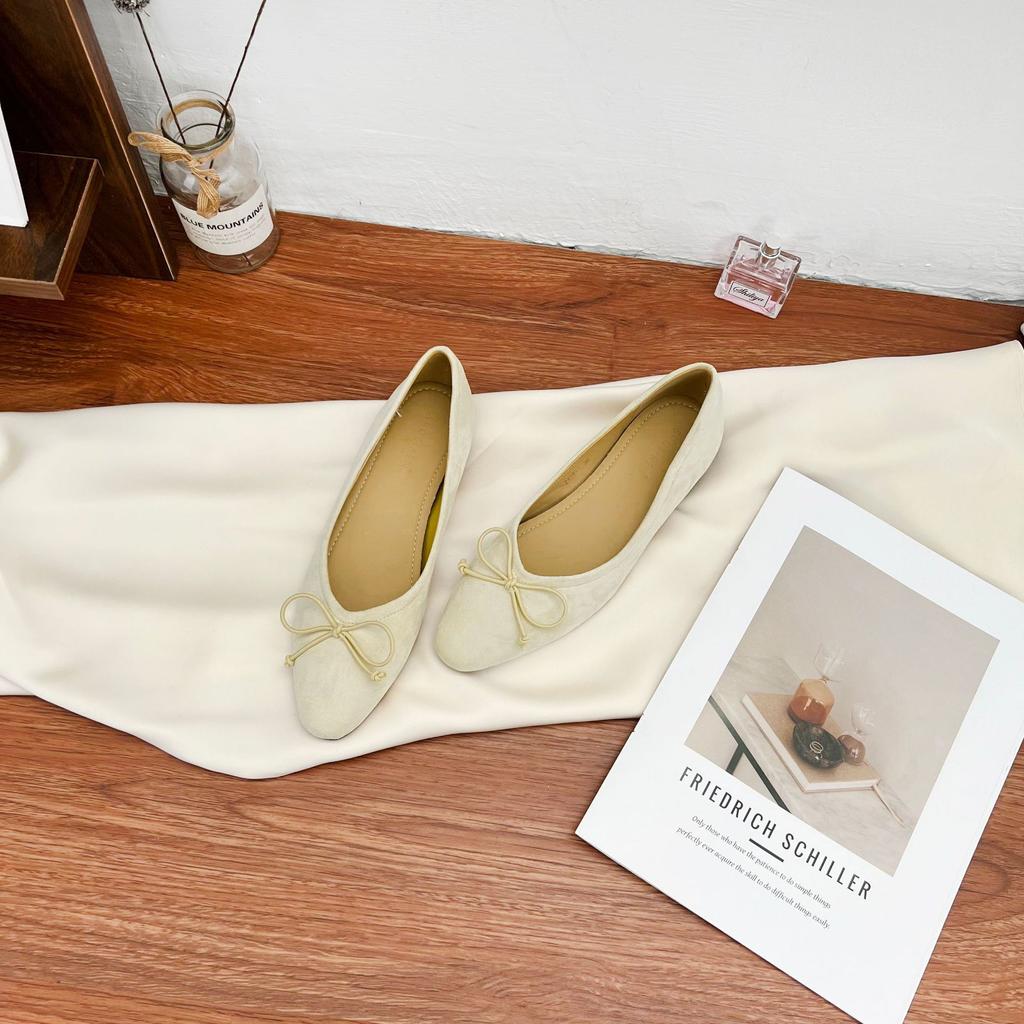 2025 new bow soft-soled casual shoes French outer wear high-end sense one-pedal shallow single shoes women's summer versatile