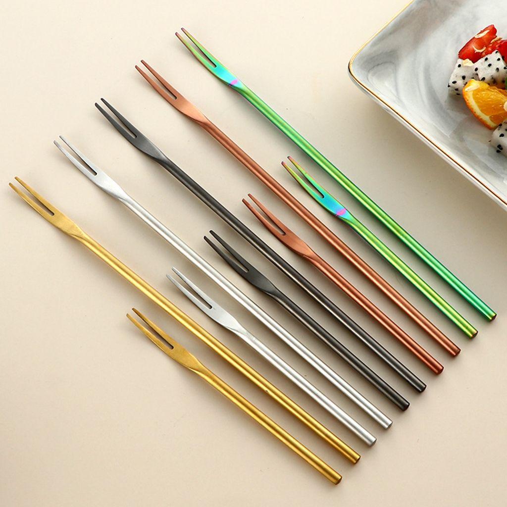 Stainless Steel Sanded Solid Fruit Fork Candy Dessert Food Fruit Toothpick Kitchen Supplies Tableware Utensil