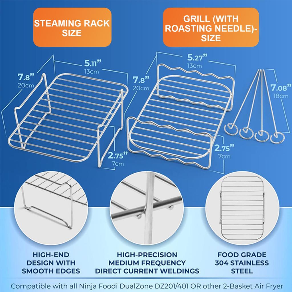 Air Fryer Rack Double Basket Air Fryers Stainless Steel Grill Holder Air Fryer Accessories Cooking Rack Toast Rack For Oven