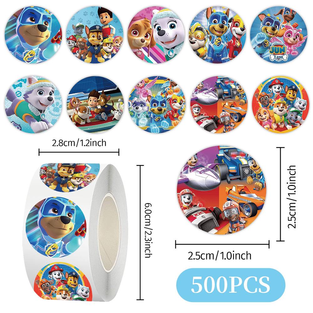 500pcs/lot Paw Patrol Stickers Rolling Animal Roll Stickers Small Cute Game Sticker DIY Gift Sealing Label Decoration Creative 5