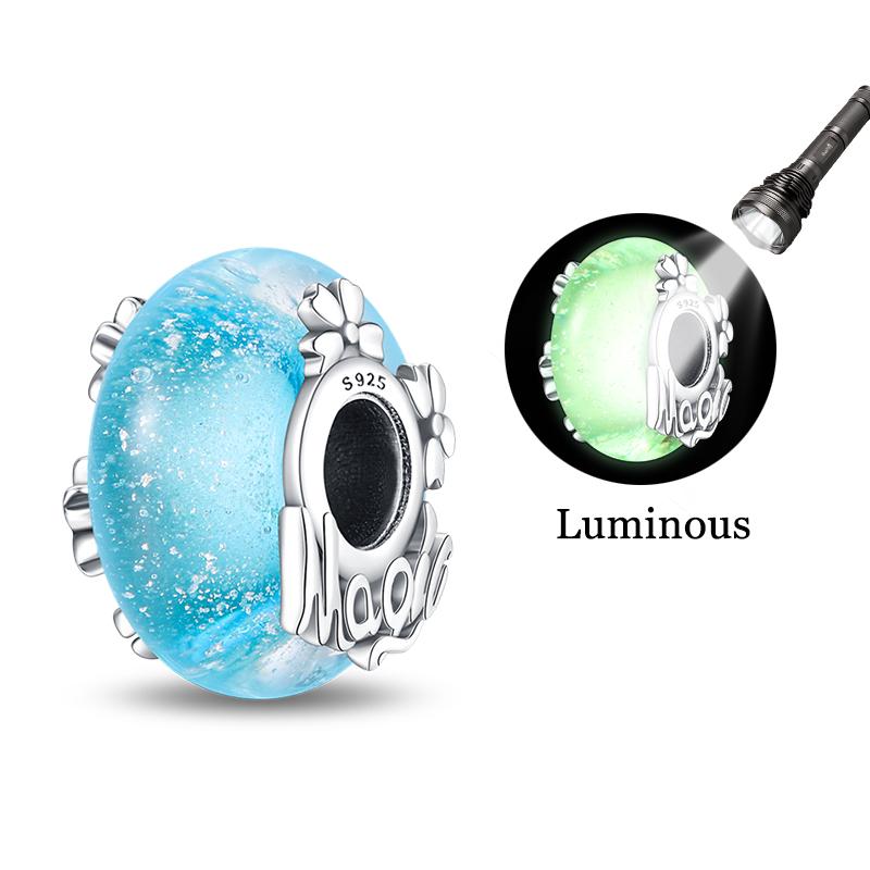 925 Silver Pink Flower Glass Charms Beads For Women Fit Bracelet DIY Birthday Party Jewelry Gifts