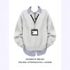 Korean Style Plaid Patchwork Faux Two-Piece Sweatshirt: Turn-Down Collar, Loose Fit for Women - Perfect for Spring, Autumn, and Winter.