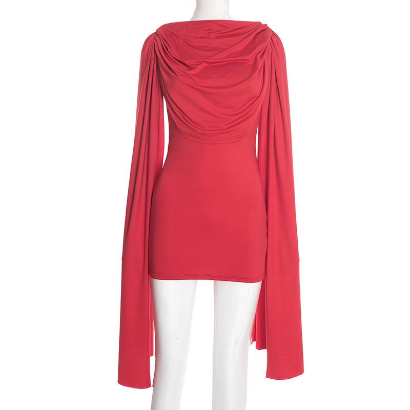 African Women's High-End Texture Drape Neck Mini Dress