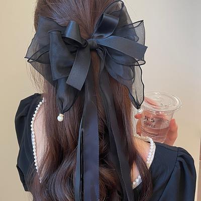Agrafă de păr Super Nemuritoare Femei, Agrafă mare cu fundiță, Agrafe pentru fete, Agrafă de coadă de cal, de culoare uni, Accesorii pentru păr, Clădire Cadou