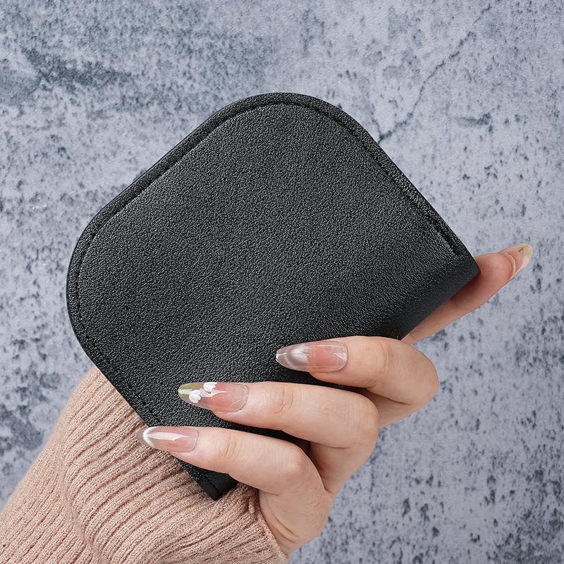 Women s Student Wallet Simple Folding Button Small Wallet Driver s License Card Bag Soft Leather Wallet  Versatile Coin Purse чёрный